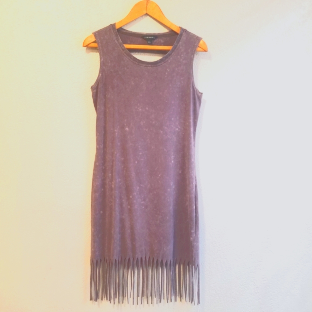 Purple Dress Open Cut-Out Back Fringe Bottom Size Small